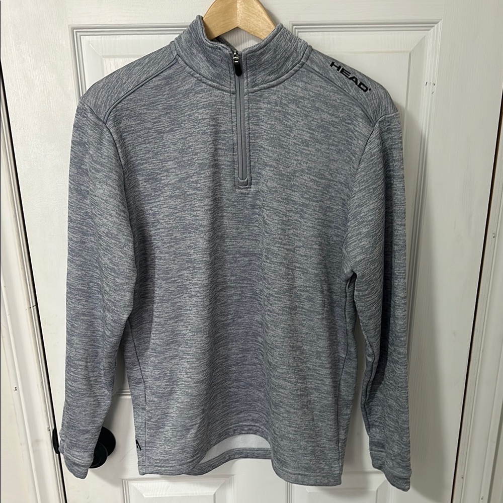 Head Gray Zip Up Sweater with Relaxed Fit